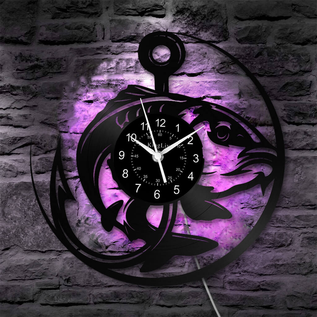 LED Vinyl Wall Clock | Fishing | 12'' | 0224WPB