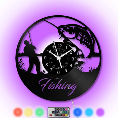 LED Vinyl Wall Clock | Fishing | 12'' | 0062WPB