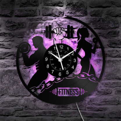 LED Vinyl Wall Clock | Fitness | 12'' | 0131WPB