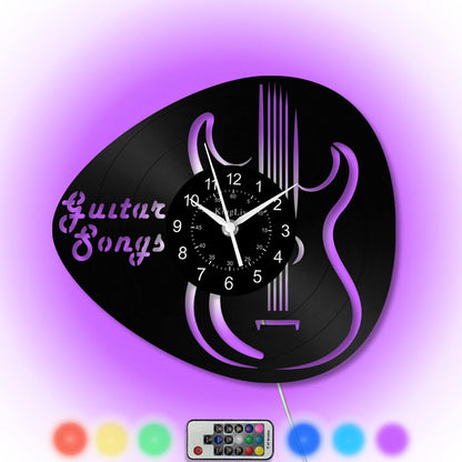 LED Vinyl Wall Clock | Guitar Songs| 12'' | 0266WPB