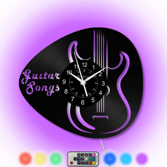 LED Vinyl Wall Clock | Guitar Songs| 12'' | 0266WPB