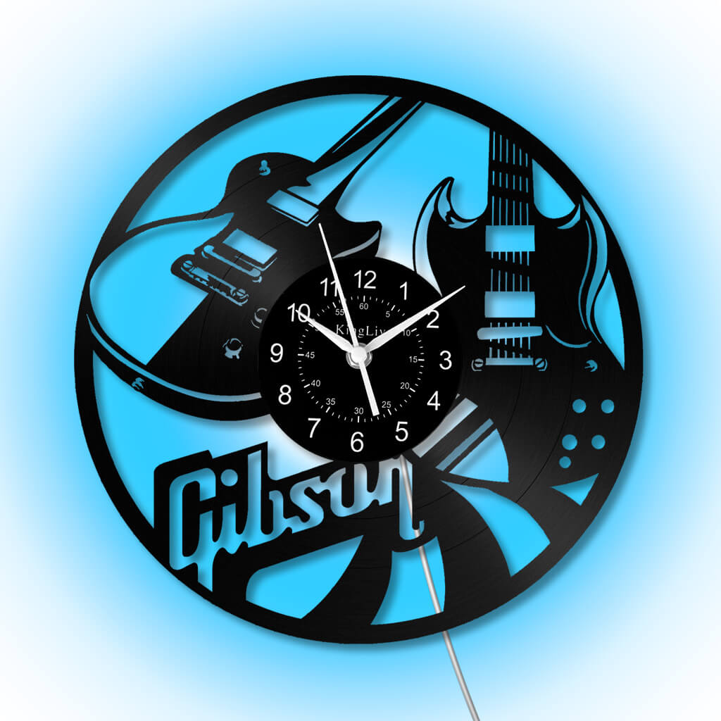 LED Vinyl Wall Clock | Guitar Music | 12''