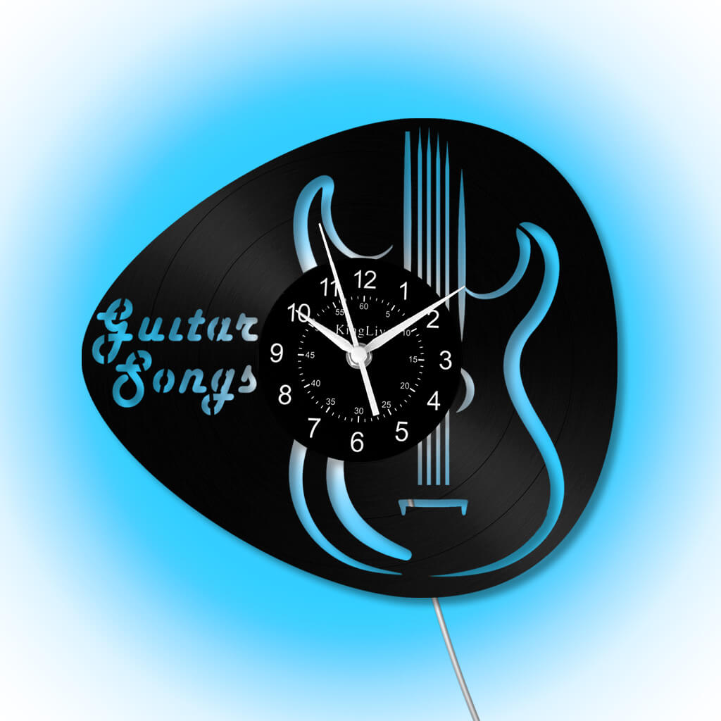 LED Vinyl Wall Clock | Guitar Songs| 12'' | 0266WPB