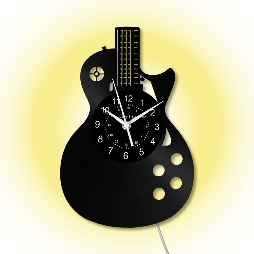 LED Vinyl Wall Clock | Guitar Music | 12''