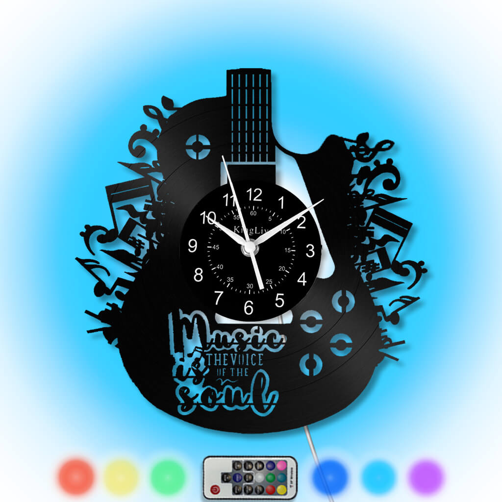 LED Vinyl Wall Clock | Guitar | 12'' | 0156WPB