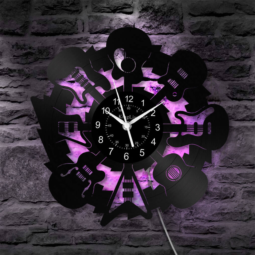 LED Vinyl Wall Clock | Guitars | 12'' | 0208WPB