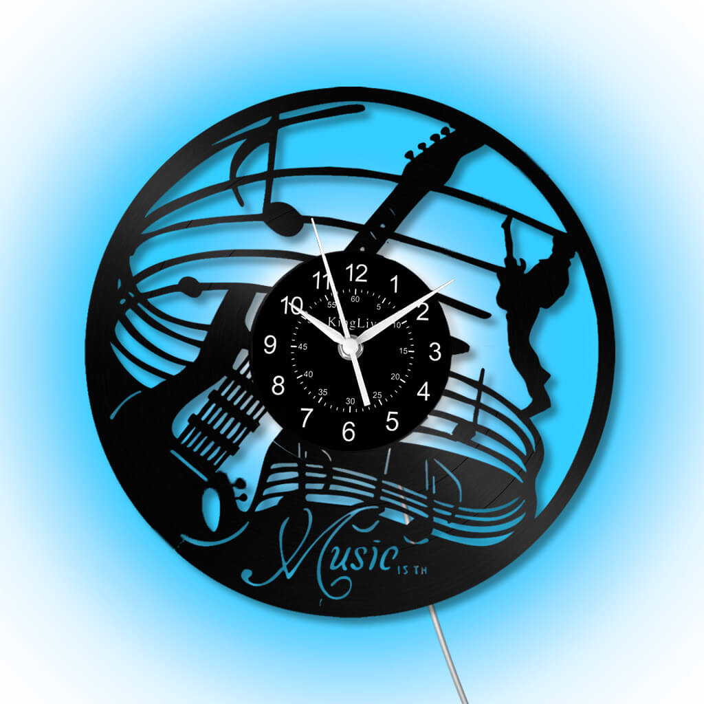 LED Vinyl Wall Clock | Guitar Music | 12''