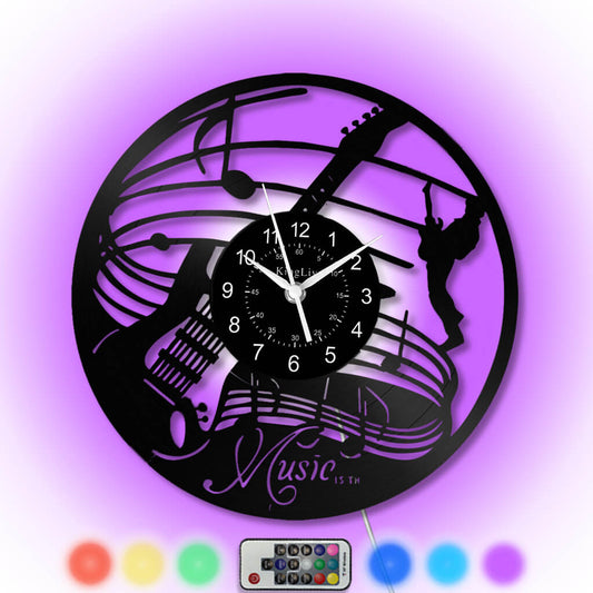 LED Vinyl Wall Clock | Guitar | 12'' | 0169WPB