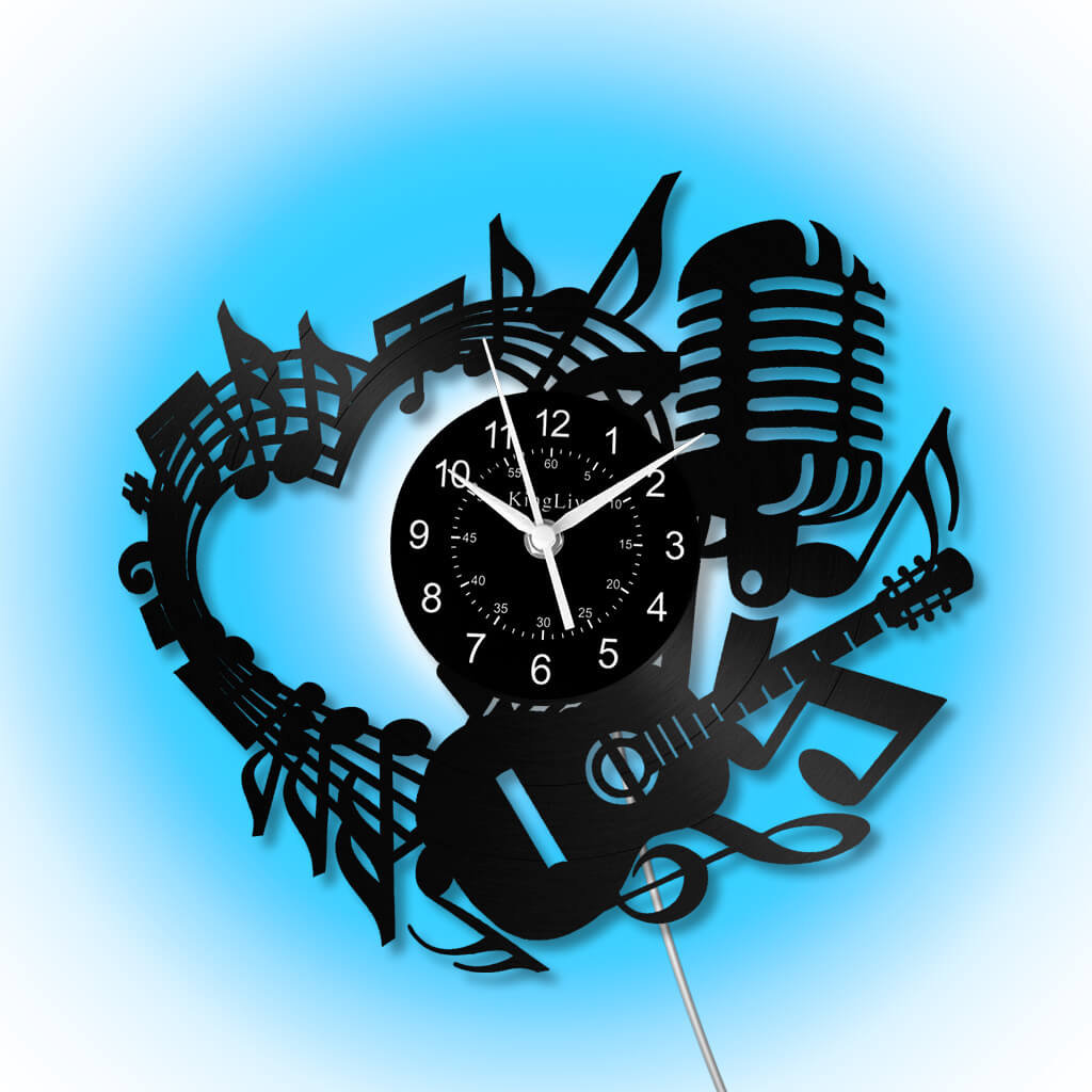 LED Vinyl Wall Clock | Guitar Music | 12'' | 0215WPB