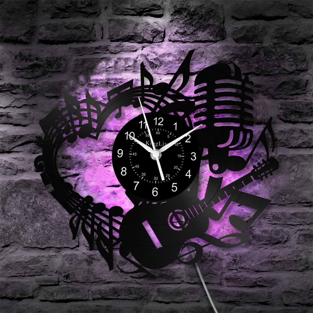 LED Vinyl Wall Clock | Guitar Music | 12''