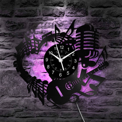 LED Vinyl Wall Clock | Guitar Music | 12''