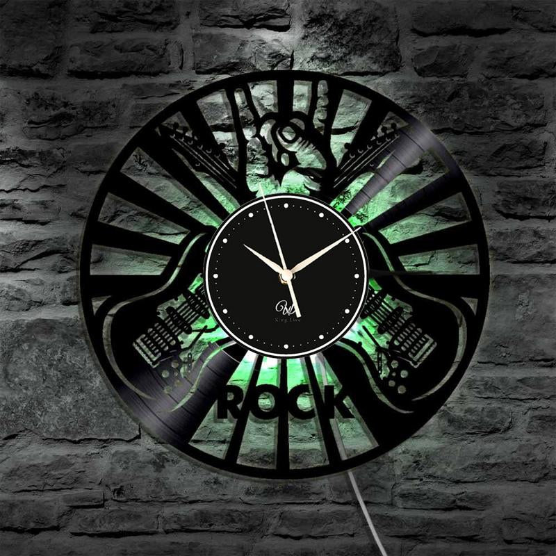 Rock Music LED Vinyl Wall Clock Record Clock Wall Decor Art Black
