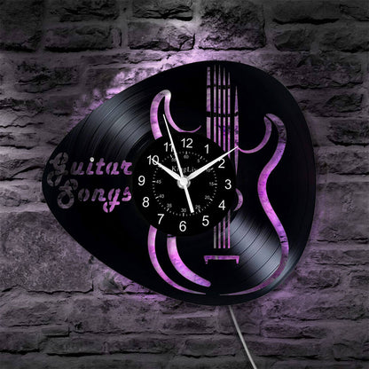 LED Vinyl Wall Clock | Guitar Music | 12''