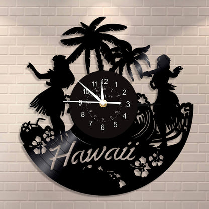 Hawaii Girl Beach Led Vinyl Record Wall Clock