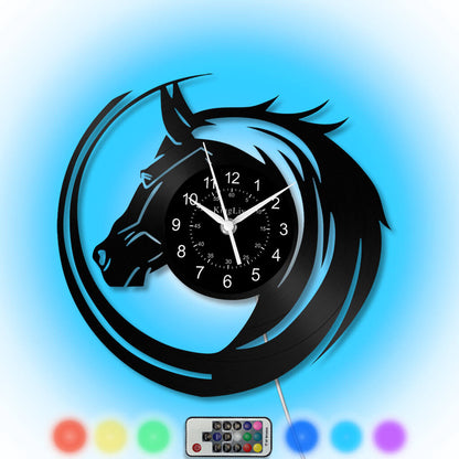 LED Vinyl Wall Clock | Horse | 0114WPB