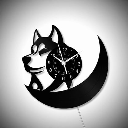 LED Vinyl Wall Clock | Husky Dog | 12'' | 0277WPB