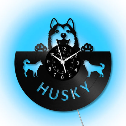 LED Vinyl Wall Clock | Husky Dog | 12'' | 0242WPB