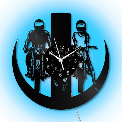 LED Vinyl Wall Clock | Dirt Bike Motocross | 12'' | 0287WPB