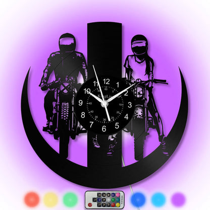 LED Vinyl Wall Clock | Dirt Bike Motocross | 12'' | 0287WPB