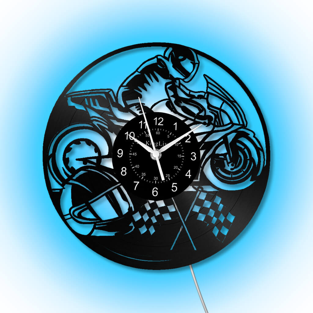 LED Vinyl Wall Clock | Motorcycle | 12'' | 0189WPB