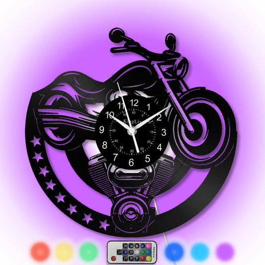 LED Vinyl Wall Clock | Motorcycle | 12'' | 0066WPB