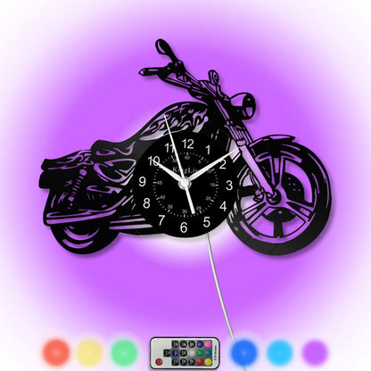 LED Vinyl Wall Clock | Motorcycle | 12'' | 0132WPB