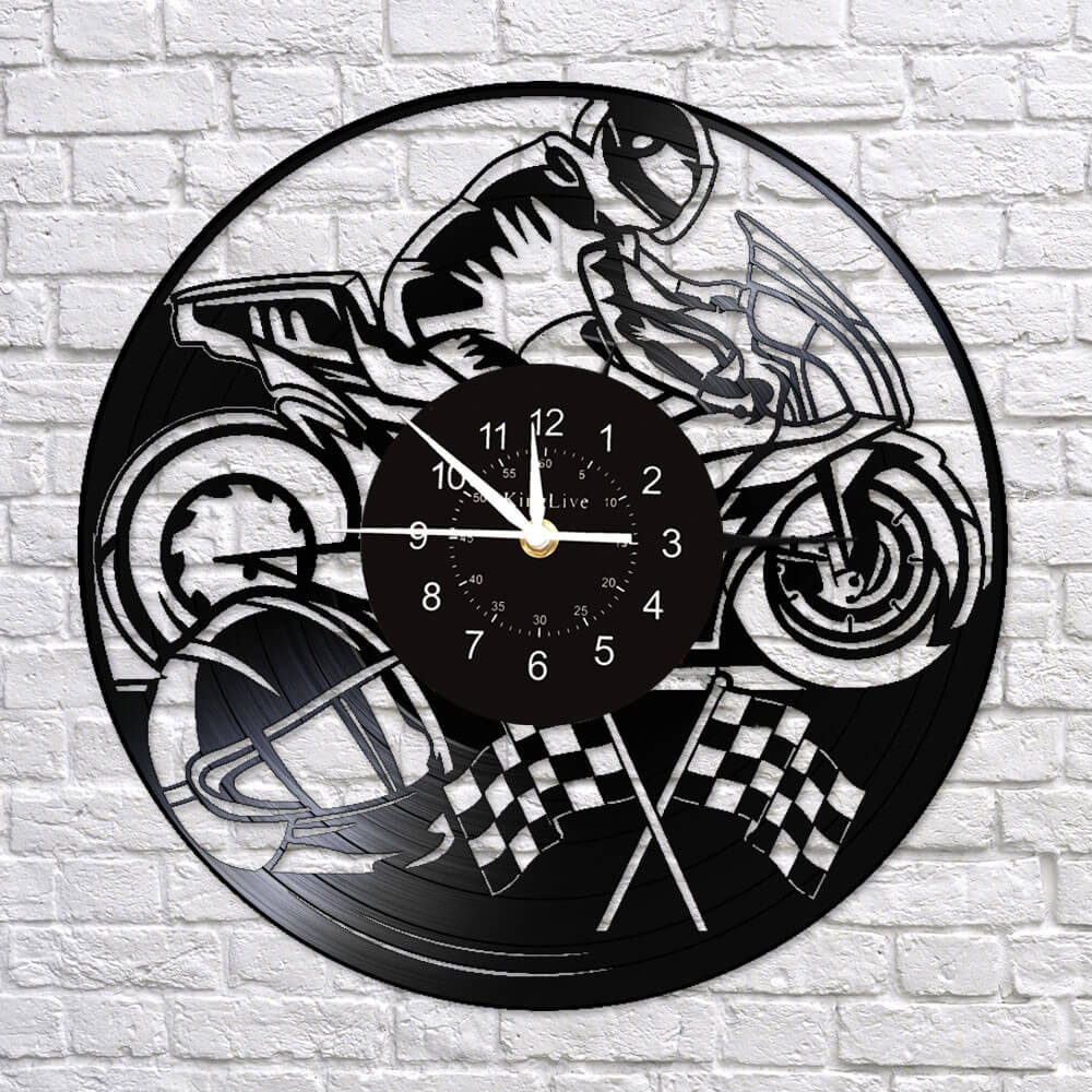 Motorcycle Led Vinyl Record Wall Clock