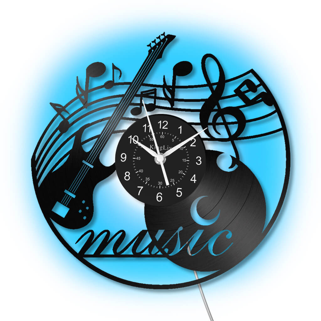 LED Vinyl Wall Clock | Music Bass | 12'' | 0206WPB