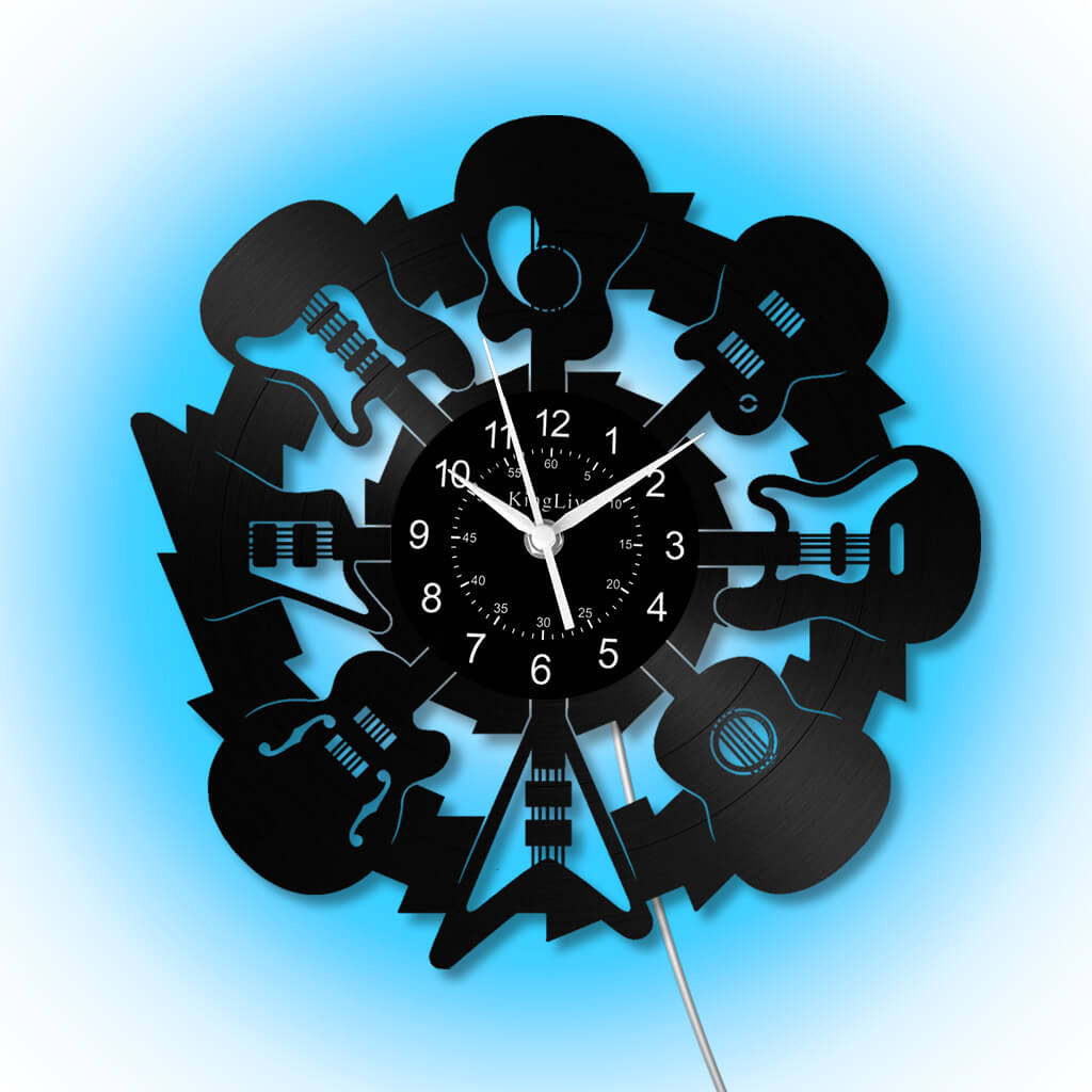 LED Vinyl Wall Clock | Guitars | 12'' | 0208WPB