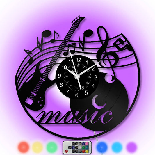 LED Vinyl Wall Clock | Music Bass | 12'' | 0206WPB