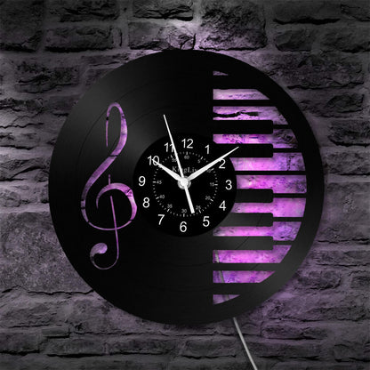 LED Vinyl Wall Clock | Piano Music Note | 12''