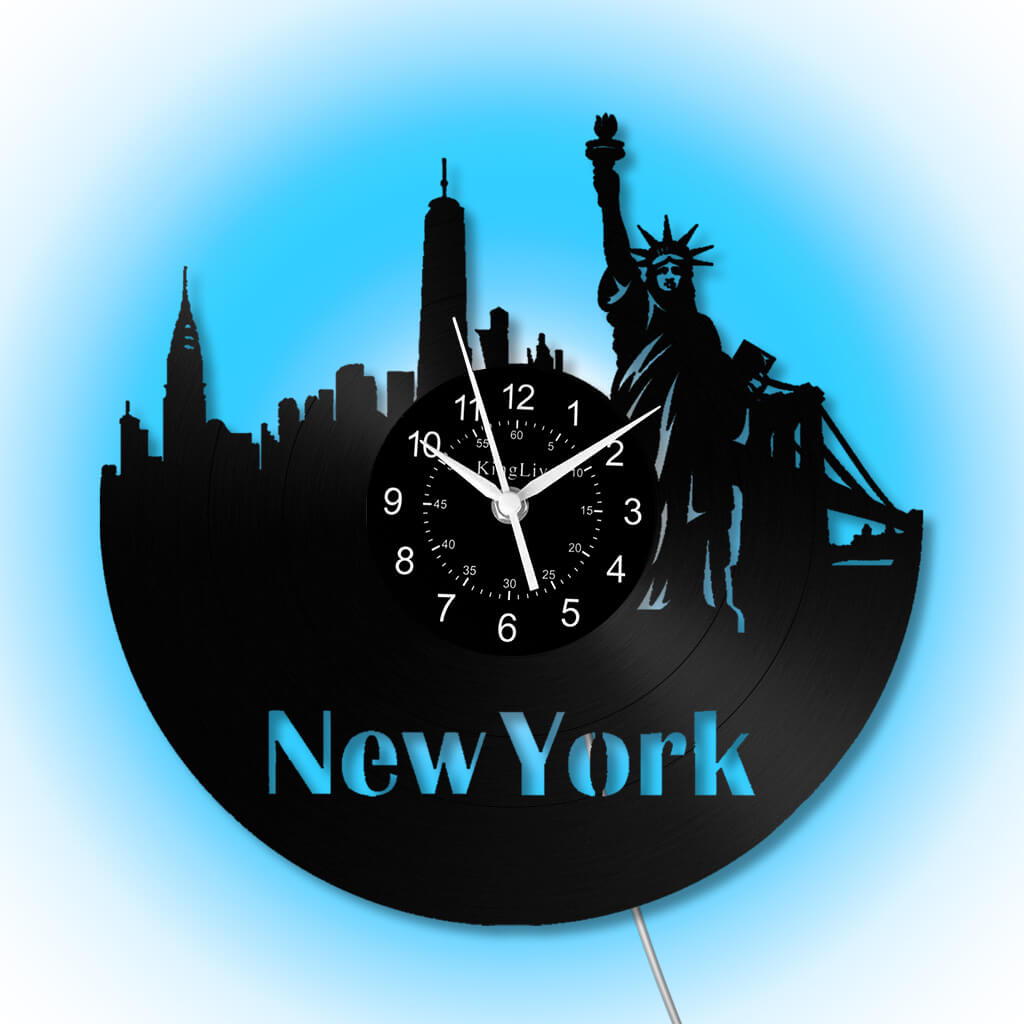LED Vinyl Wall Clock | New York | 0205WPBN