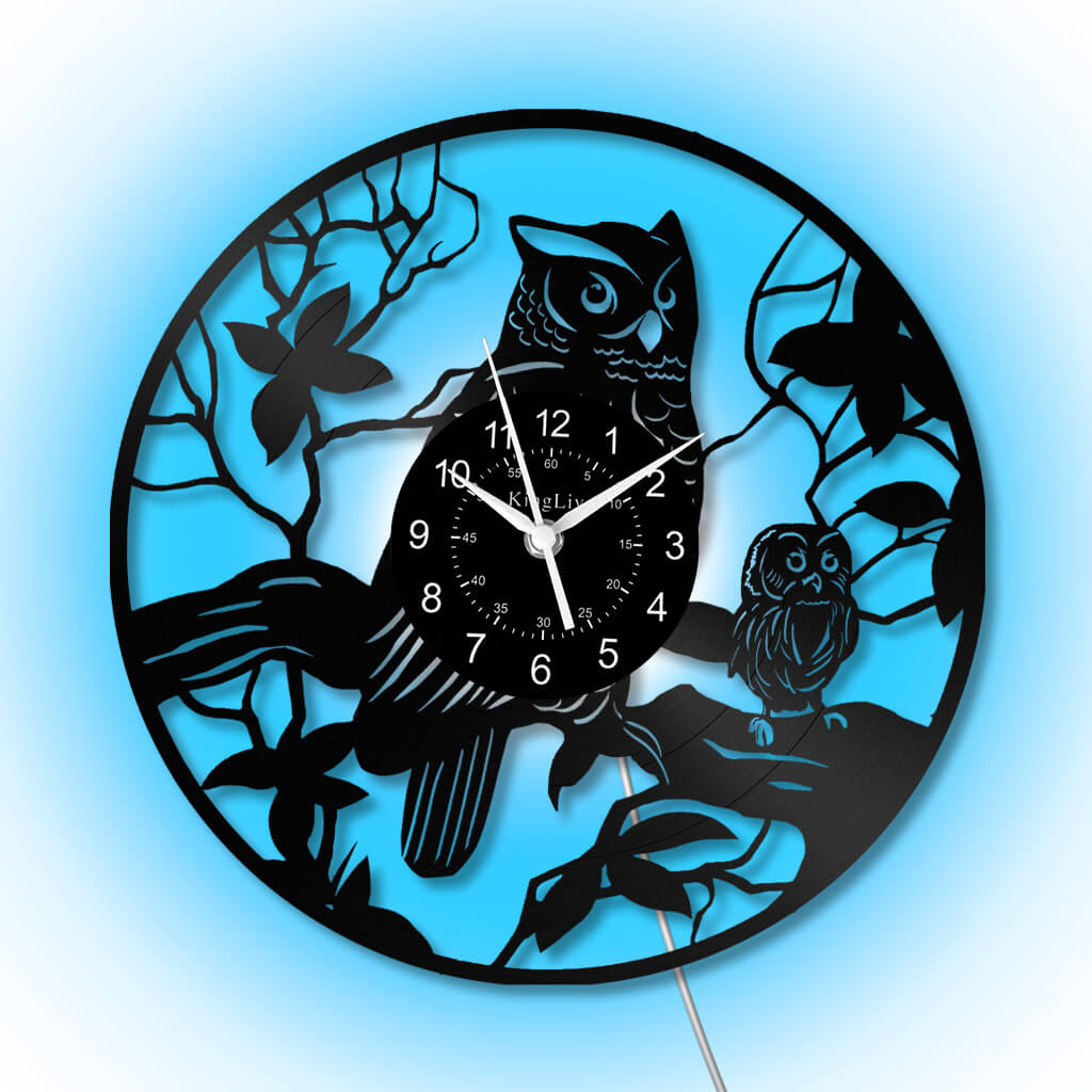 LED Vinyl Wall Clock | Owl | 12'' | 0304WPB