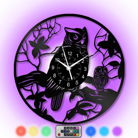 LED Vinyl Wall Clock | Owl | 12'' | 0304WPB