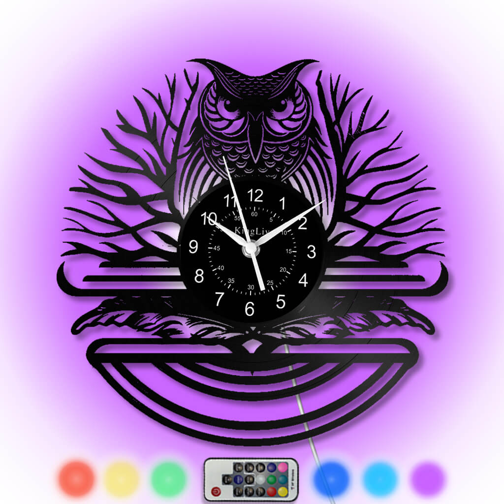 LED Vinyl Wall Clock | Owl | 12'' | 0162WPB