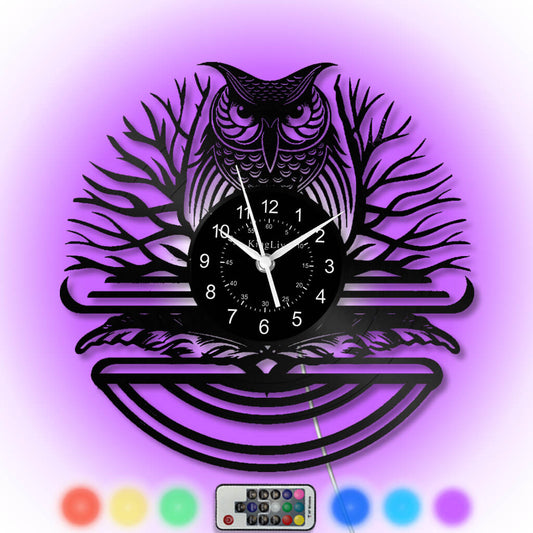 LED Vinyl Wall Clock | Owl | 12'' | 0162WPB