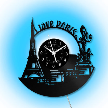 LED Vinyl Wall Clock | Paris Eiffel Tower | 12'' | 0271WPB