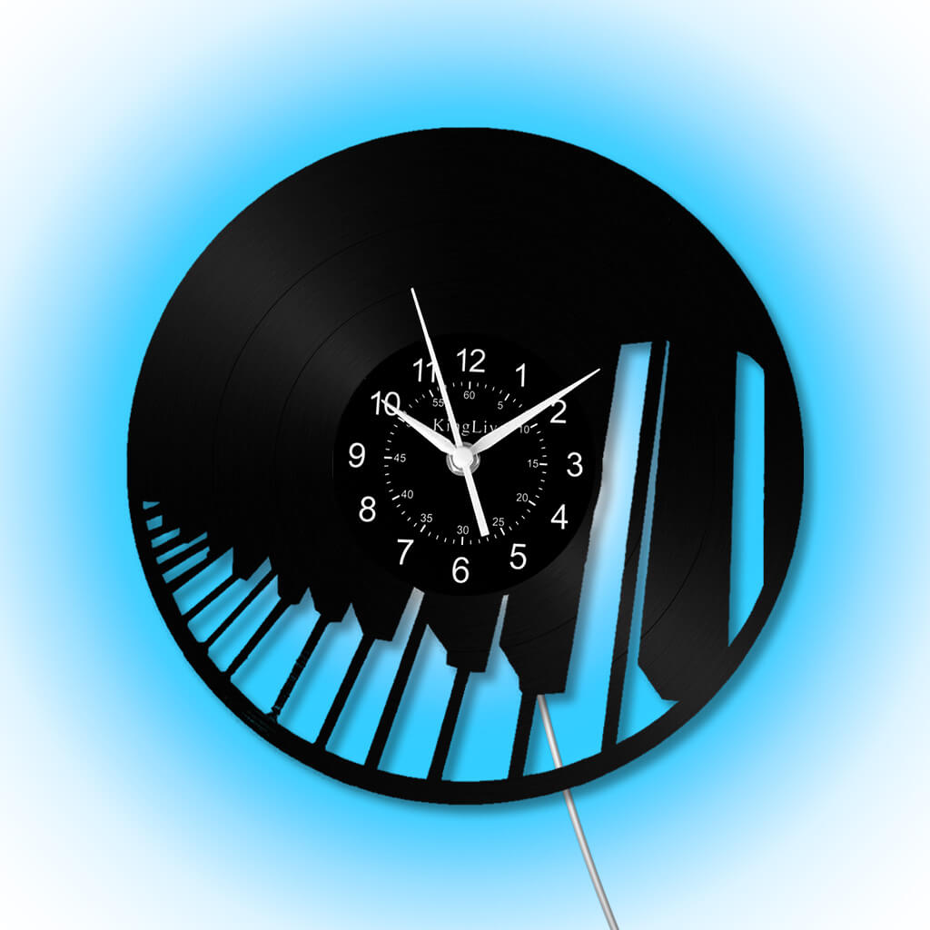 LED Vinyl Wall Clock | Piano Music Note | 12''