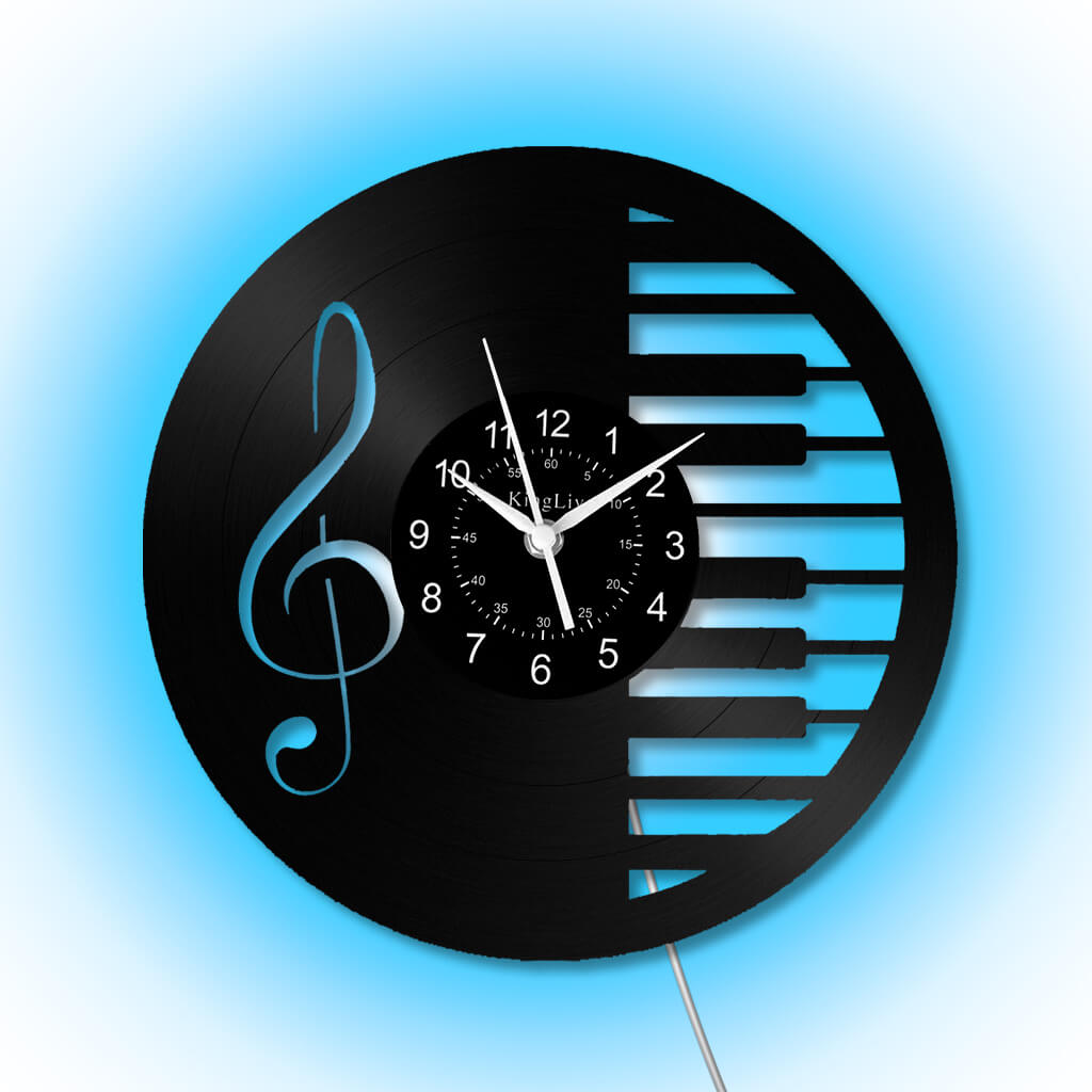 LED Vinyl Wall Clock | Piano Music Note | 12''