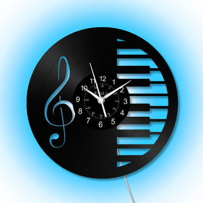 LED Vinyl Wall Clock | Piano Music Note | 12''