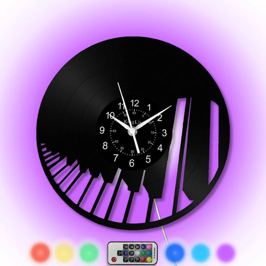 LED Vinyl Wall Clock | Piano Music | 12'' | 0207WPB
