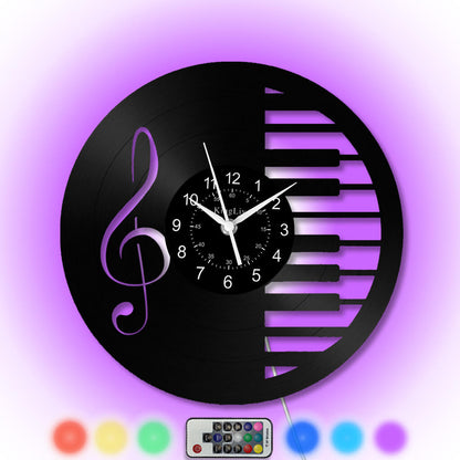 Vinyl Wall Clock | Music Note Piano | 12'' | 0280WPB