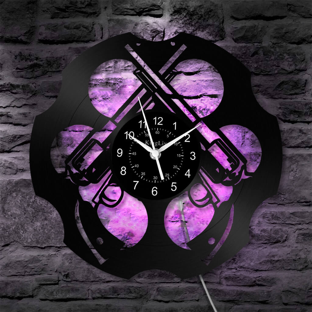 LED Vinyl Wall Clock | Pistol | 12'' | 0284WPB