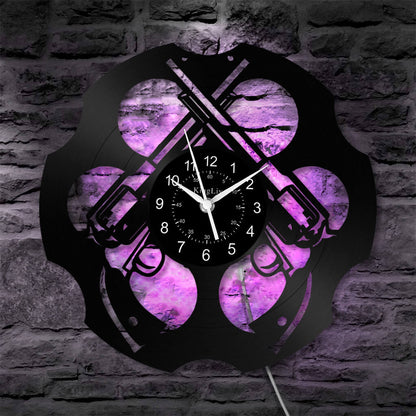 LED Vinyl Wall Clock | Pistol | 12'' | 0284WPB