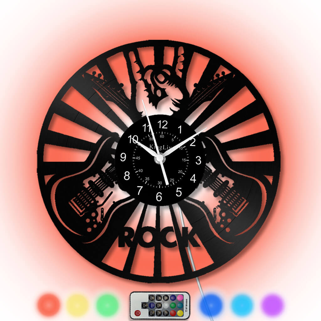 LED Vinyl Wall Clock | Guitar Music | 12''