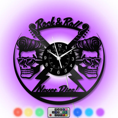 LED Vinyl Wall Clock | Rock and Roll | 12'' | 0251WPB