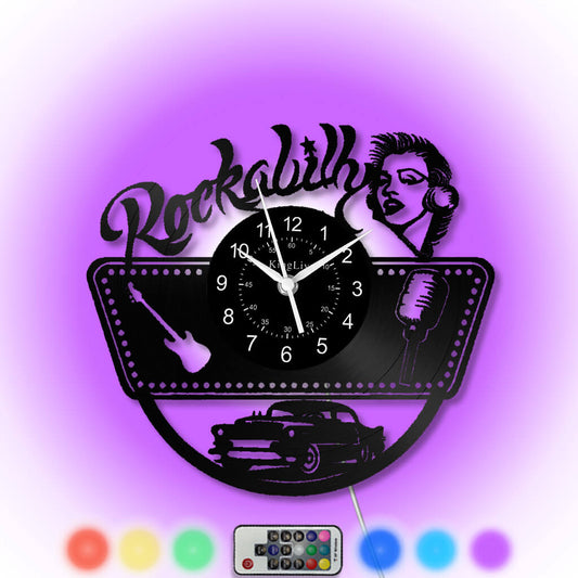 LED Vinyl Wall Clock | Rockabilly | 0020WPB