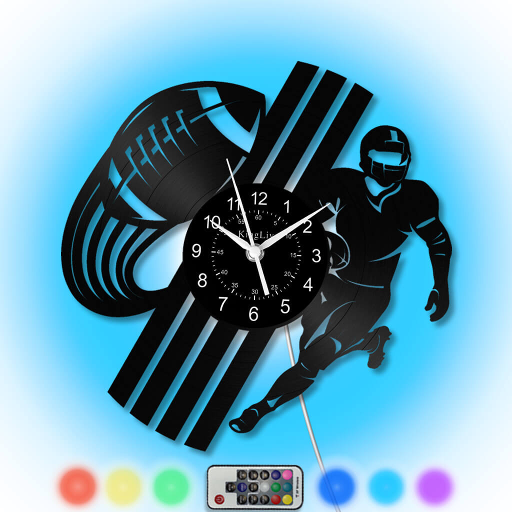 LED Vinyl Wall Clock | Rugby Football | 12'' | 0250WPB