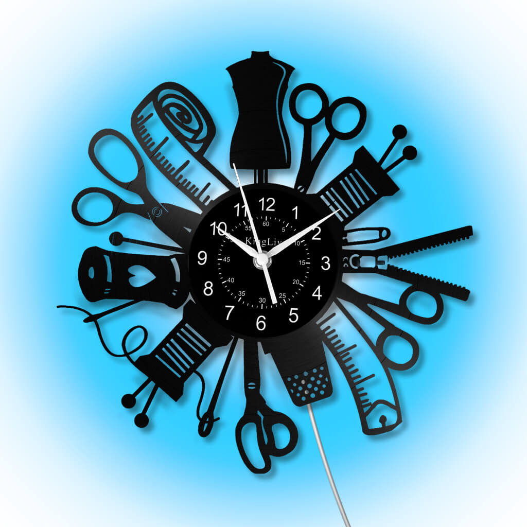 LED Vinyl Wall Clock | Sewing | 12'' | 0211WPB