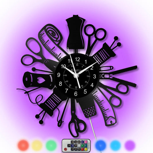 LED Vinyl Wall Clock | Sewing | 12'' | 0211WPB